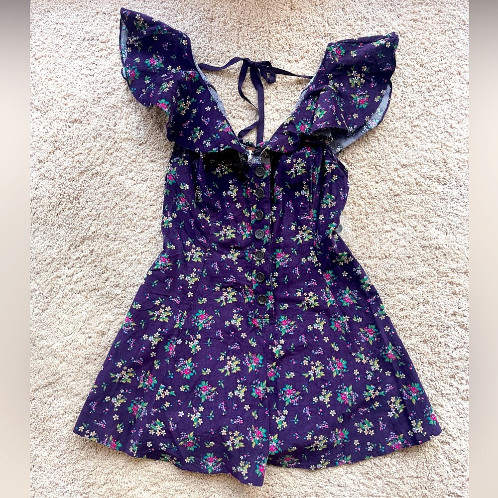 Free People corduroy button down flower romper!